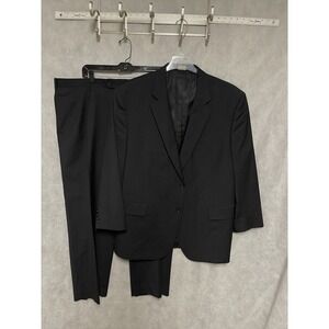 Jos A Bank Suit Men 48R Black Blue Striped Wool Academia Career 42X29 Pants Luxe